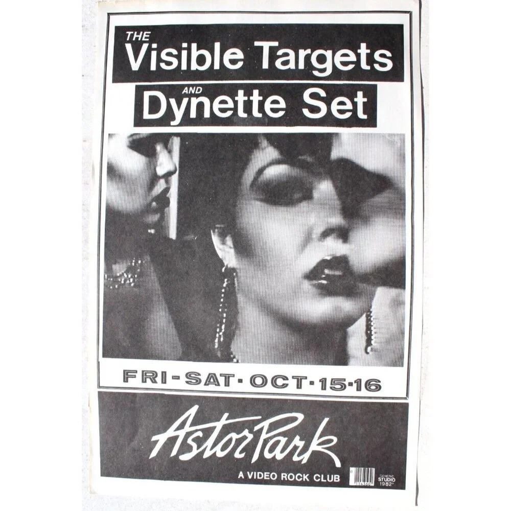 Vtg Orig 1982 The Visible Targets & Dynette Set Band Promo Concert POSTER Flyer
